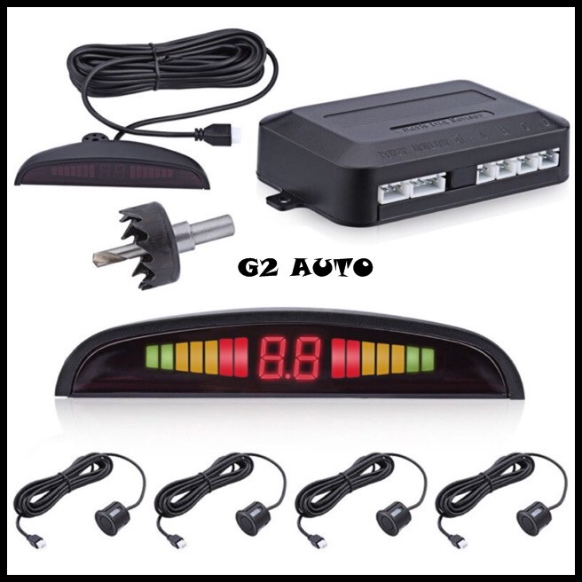 Sensor Parkir Mundur Mobil 4 Titik Mata Audio Suara + LED Display / Sensor Parking