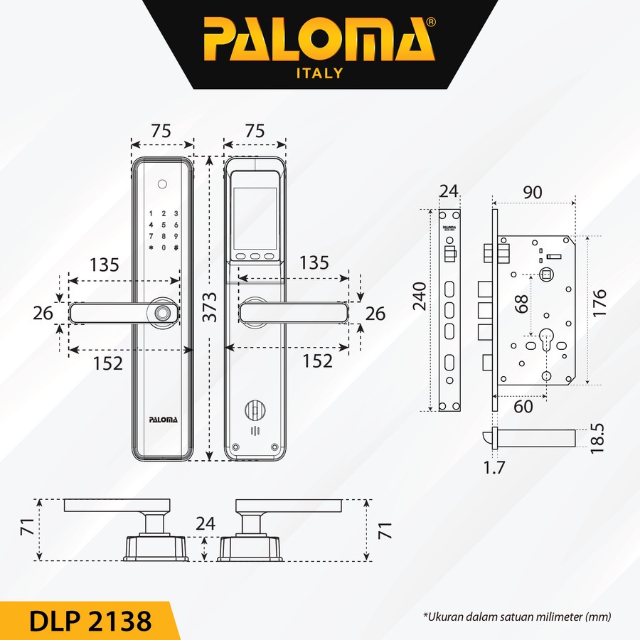 PALOMA DLP 2138 Smart Digital Door Lock Camera Viewer Kunci Pintu