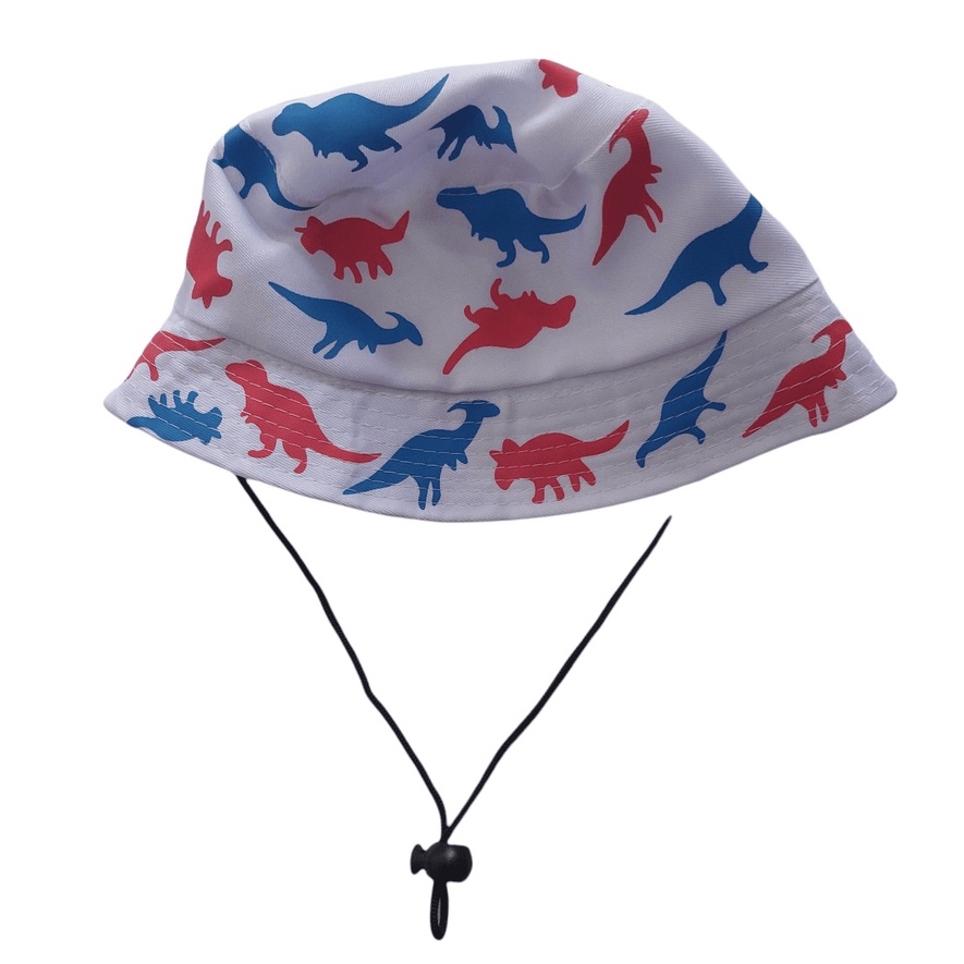 Bucket Hat Tali Anak Sablon Dinosaurus Usia 1-8 Tahun Laki Perempuan