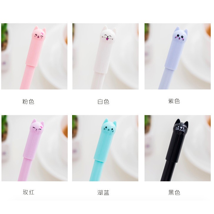 1PC Creative Stationery Student Pen Cute Cat Gel Pen 0.5mm Full Needle Black Ink