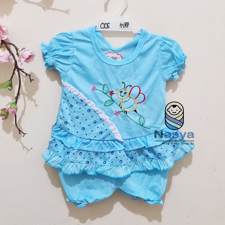 [N-076] Baju bayi Lengan Pendek / setelan baju bayi bermotif MURAH (3-6 bulan)