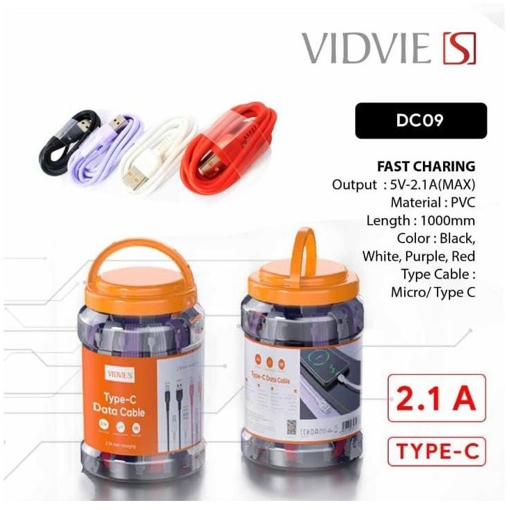 kabel data micro vidvie - KABEL DATA TYPE C -  KABEL DATA VIDVIE FAST CHARGING 2.1A - KABEL DATA USB - USB VIDVIE