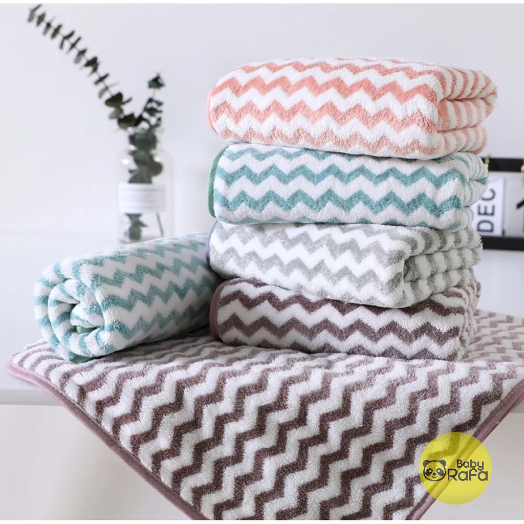 Handuk Mandi ZIGZAG Size Besar 70 x 140 Cm, Handuk Towel Dewasa Anak dan Bayi motif ZIGZAG