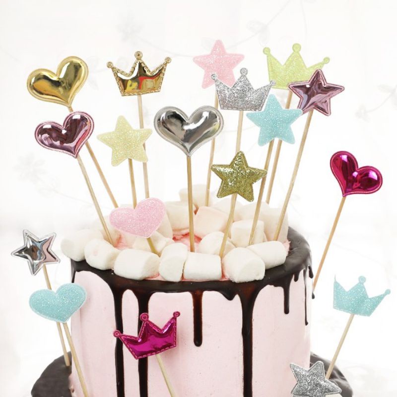 topper cake cupcake hiasan kue tusukan birthday isi 5 MH5208