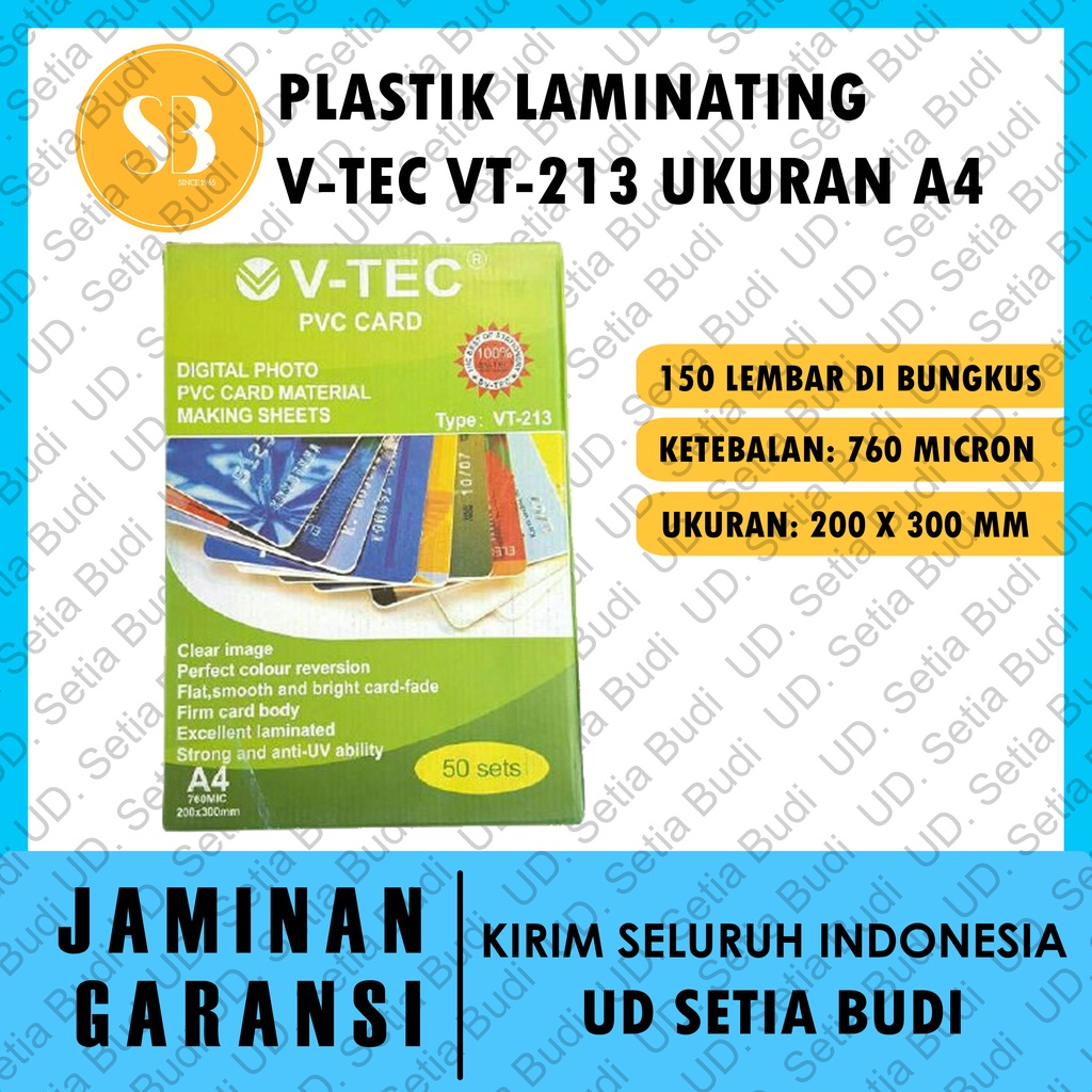 Plastik Laminating V-Tec VT-213 Ukuran A4 760 Micron