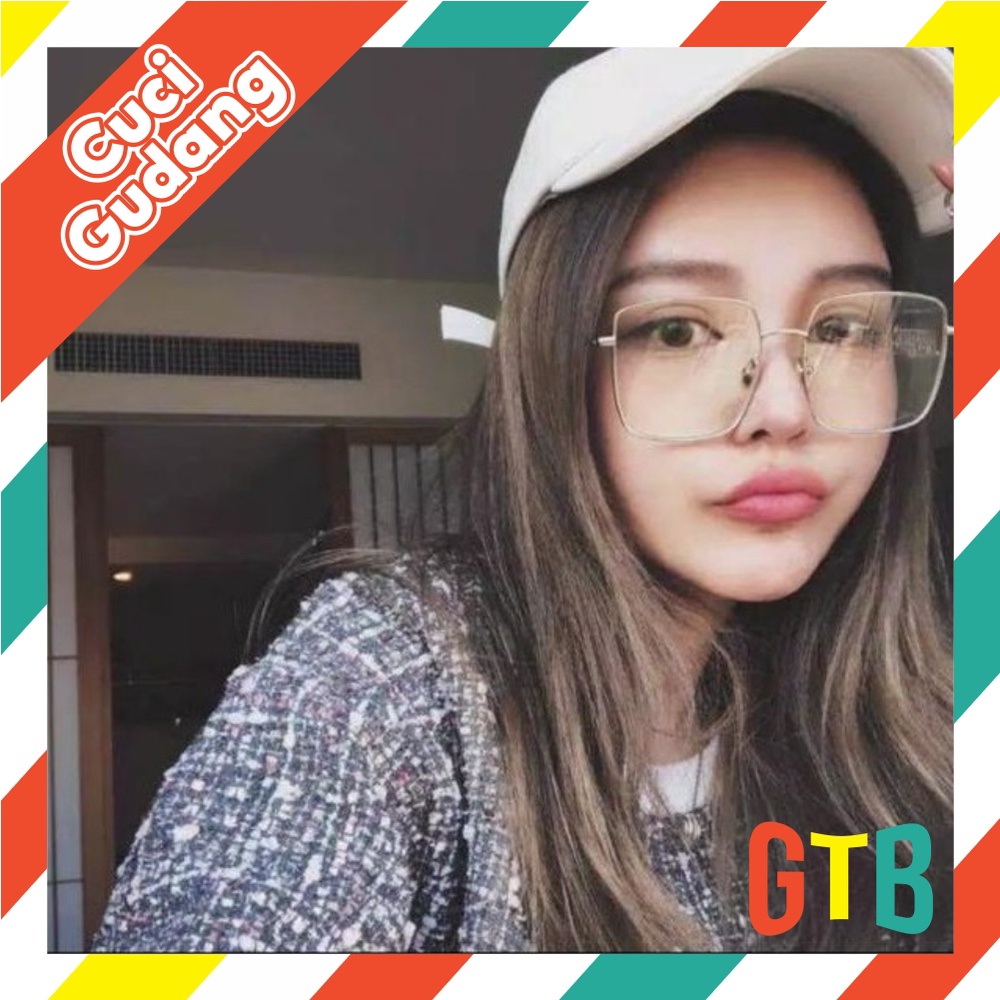 ❤️GTB❤️ R176 Kacamata Korean Design Square Besi Frame Eyeglasses kacamata Persegi retro Wanita/Pria