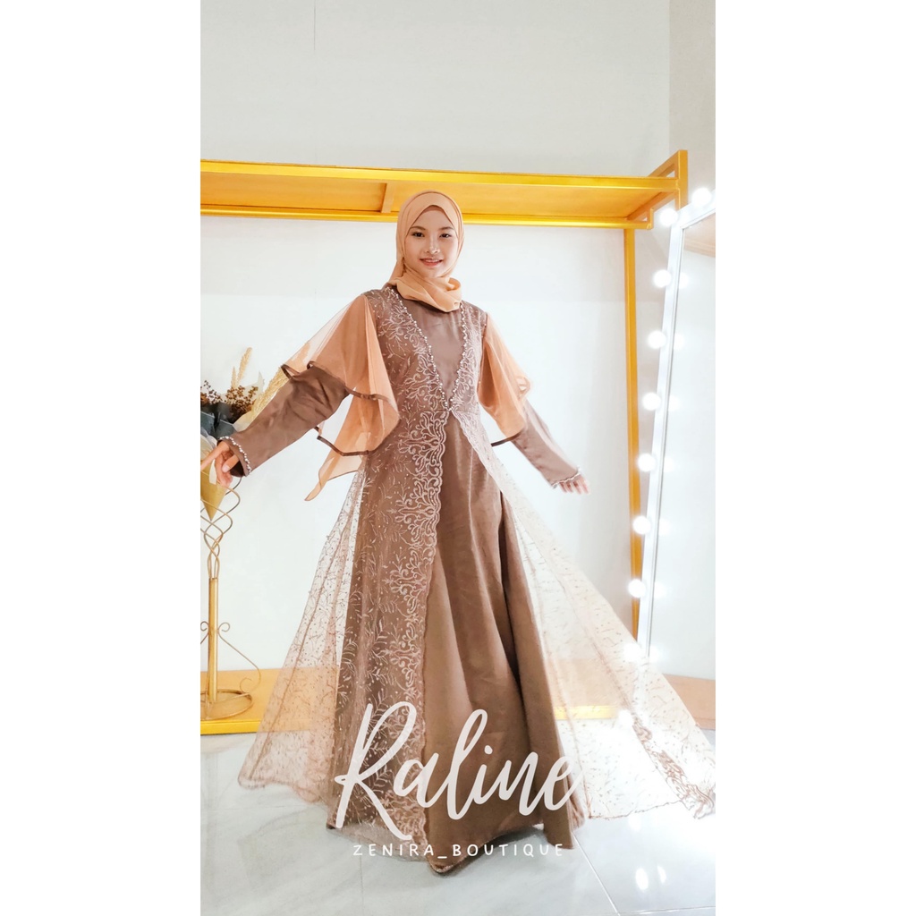 RALINE GAUN PESTA / Full Tulle bordir aplikasi payet / baju kondangan / wisuda / bridesmaids