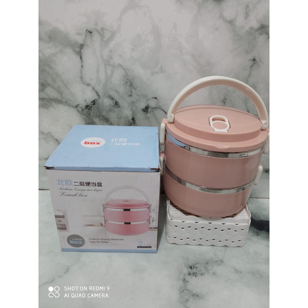 Rantang lunch box 1 2 3 4 susun polos lucu elegan tempat bekel makanan