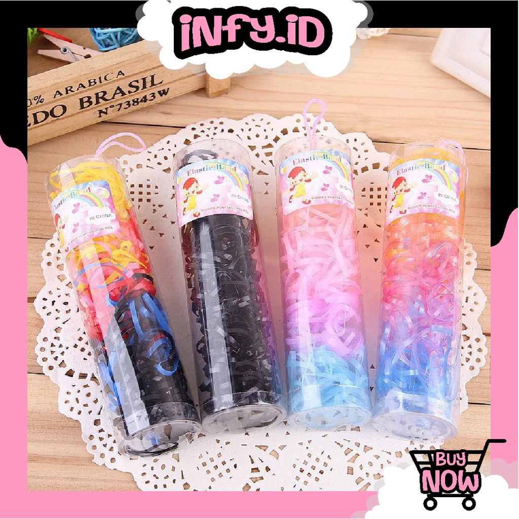 INFY - Ikat Karet Rambut Polos Kantong Mini Karet Rambut Anak Murah Fashion R129 COD Import