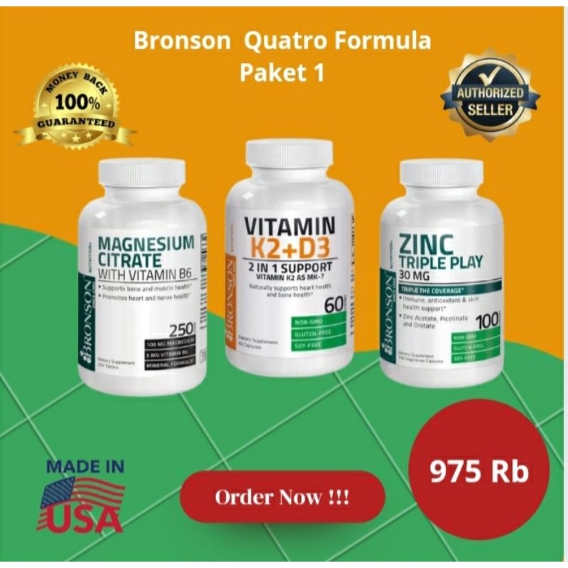 Jual Bronson quatro Formula Vitamin D3 K2 5000 Iu Magnesium citrate