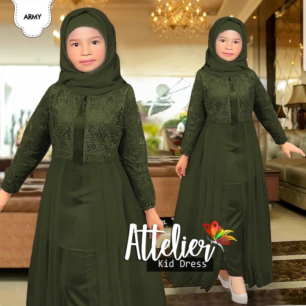 Gamis anak muslim terbaru/ KID ATTELIER / gamis ngaji anak / JC dress brukat muslim kekinian/ gamis lebaran