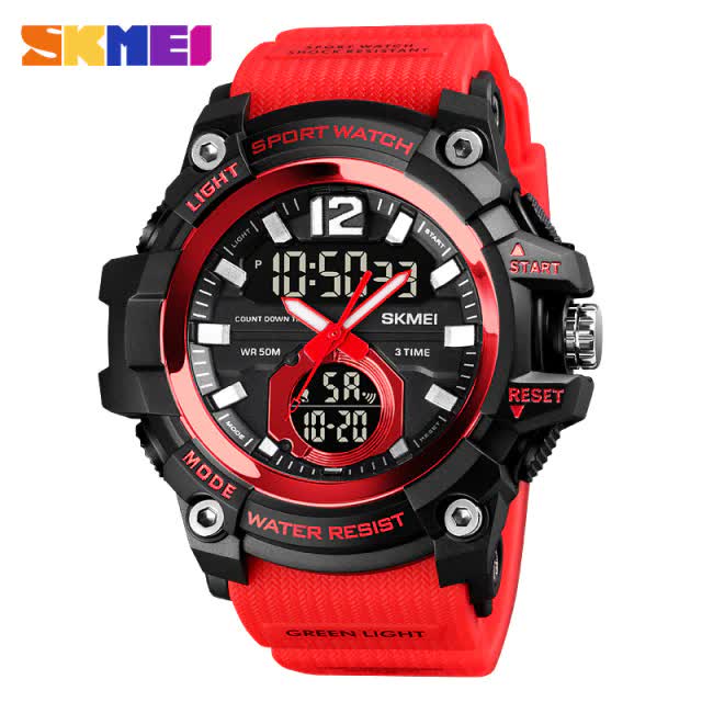 Jam Tangan Pria SKMEI 1725 Analog Digital Led Rubber Original Garansi