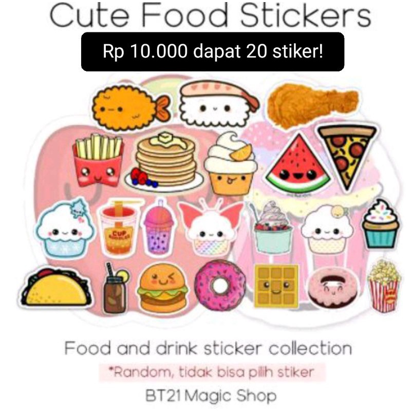 [READY STOCK] Cute Food Sticker (Stiker makanan lucu,stiker HP, Laptop, Koper, Wall)