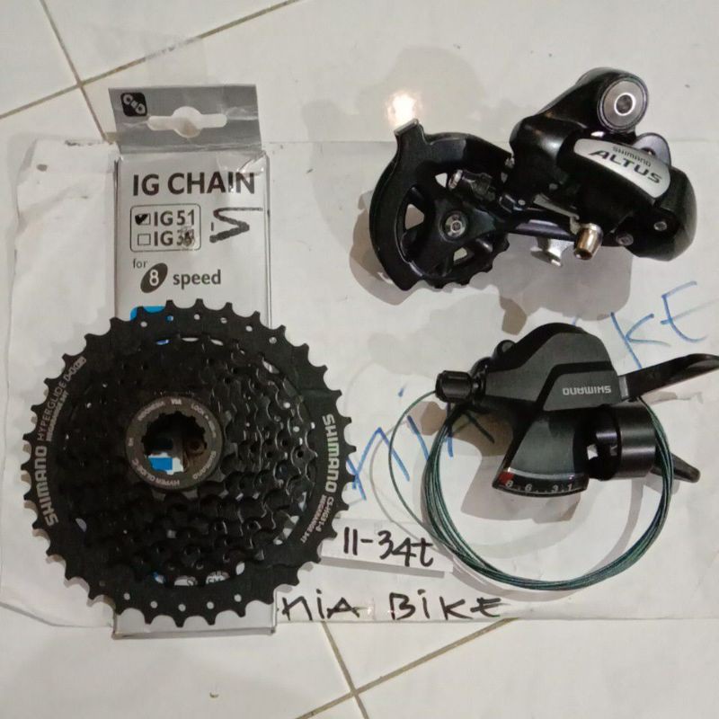 Mini groupset 8 speed shifter kanan saja untuk sepeda lipat atau folding sprocket 34t