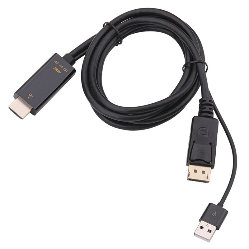 HDMI 2.0 4K Male to DP Display Port Male with USB Power 1.8M