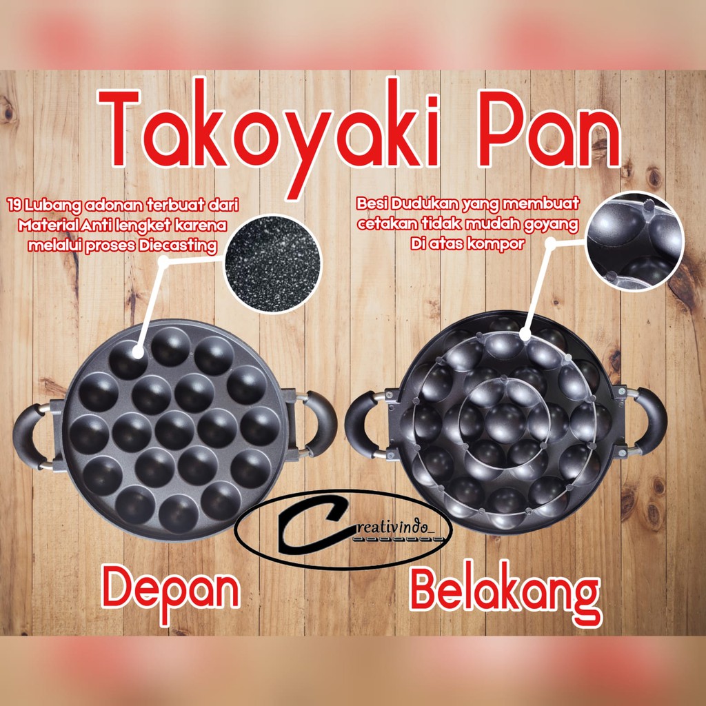 CETAKAN KUE TAKOYAKI - CETAKAN 19 LUBANG - TAKOYAKI PAN - ORIGINAL - CETAKAN 19 SUGGO - CETAKAN 19 LUBANG TAKOYAKI ANTI LENGKET