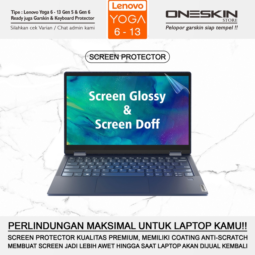 Garskin Sticker Laptop Pelindung Screen Keyboard Protector Lenovo Yoga 6-13 13ALC6 Yoga 7-14 14ACN6 Gambar Full Body Silikon Bening Glossy Doff