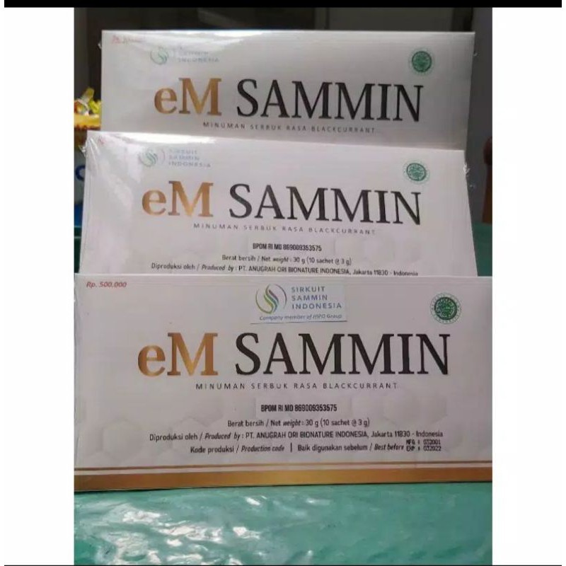 em sammin minuman serbuk rasa blackcurrant 1 box isi 10 sachet