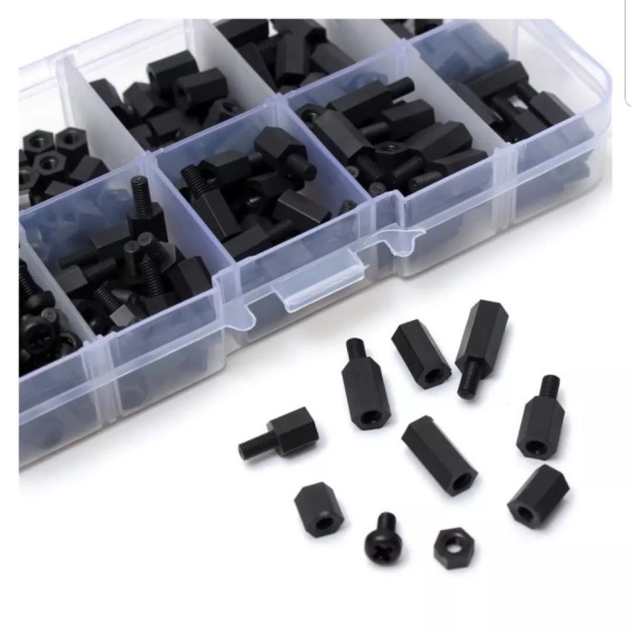 M3 Nylon 300pcs screw spacer nut baut peninggi mur high temp set kit