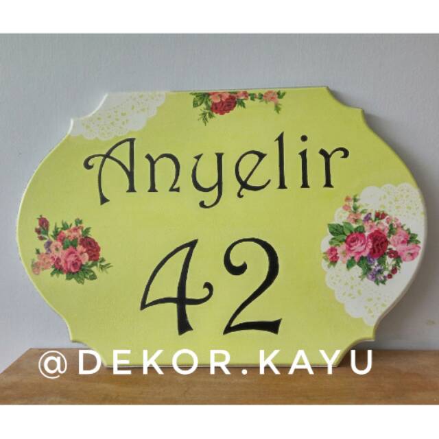Papan nomor rumah shabby chic home dekor
