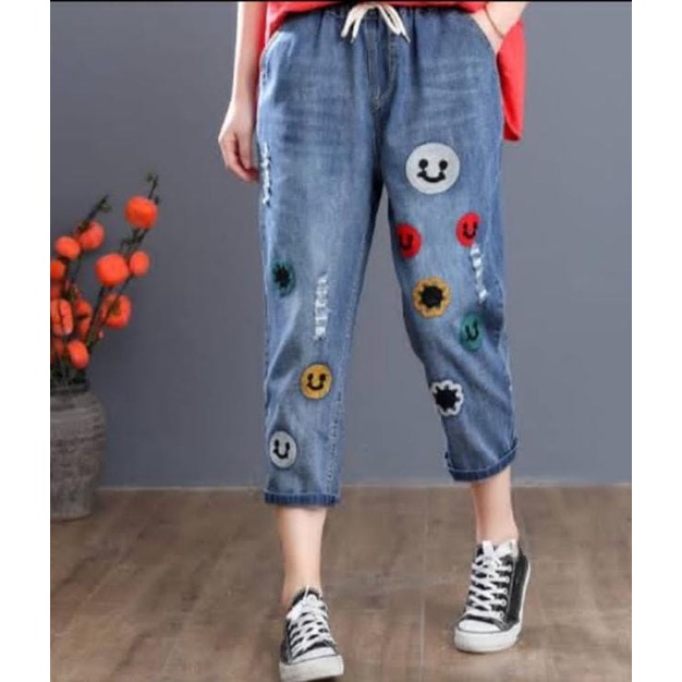 SELLA celana jeans wanita bordir cery pants kekinian terbaru terlaris