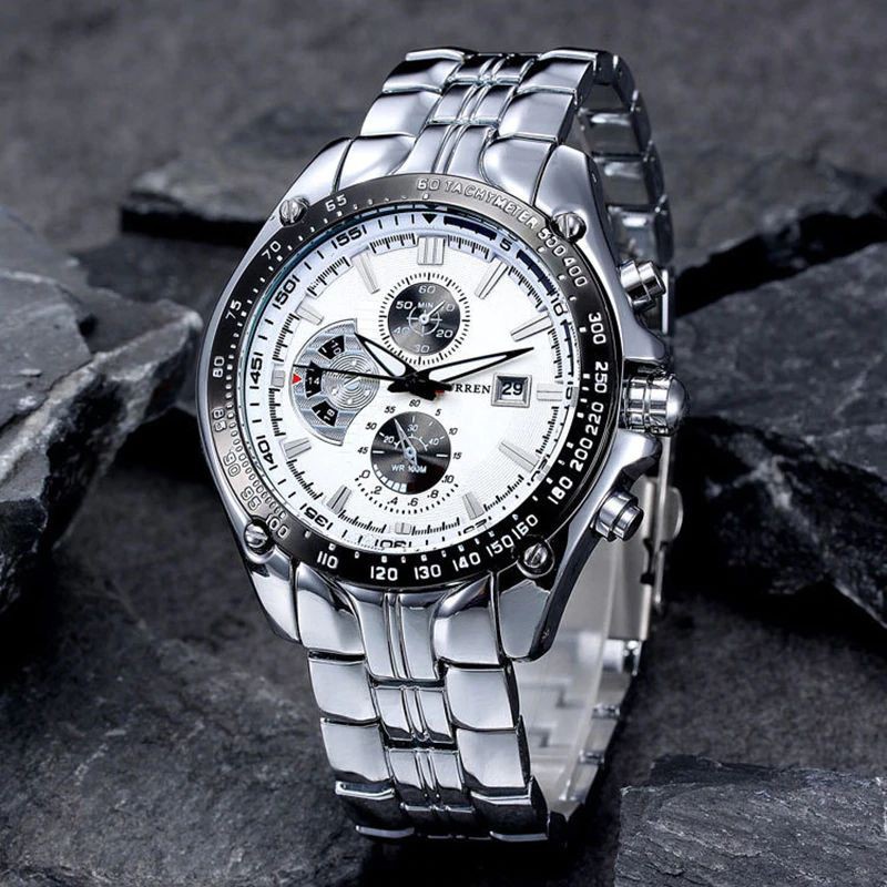 CURREN 8083 Jam Tangan Pria Analog Stainless Steel Chronograph Tidak Aktif WATCHKITE WKOS