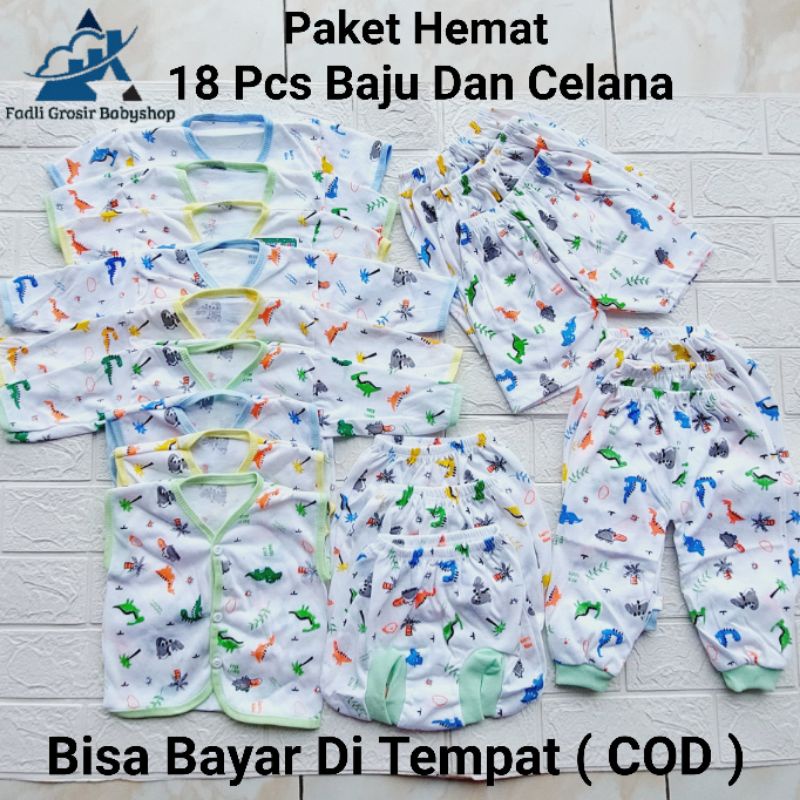 18 Pcs Baju Celana Bayi Newborn Bis Putih Termurah