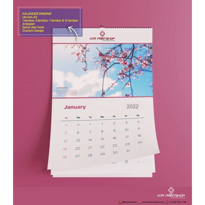 

monggo] Cetak Kalender Dinding 2022 A3 bahan Artpaper Custom Design