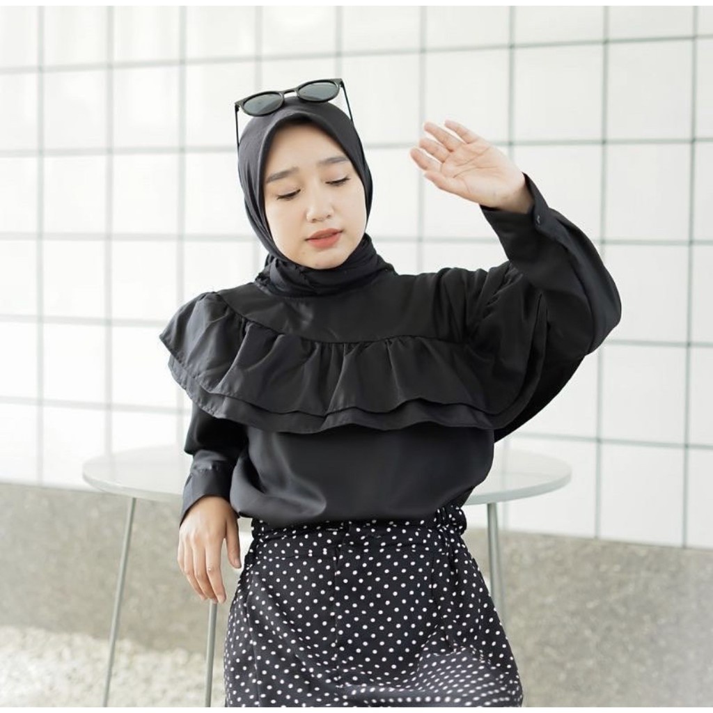 Aura Blouse Ori / Blouse Wanita Kekinian / Narina Blouse Ori-AURA BLACK