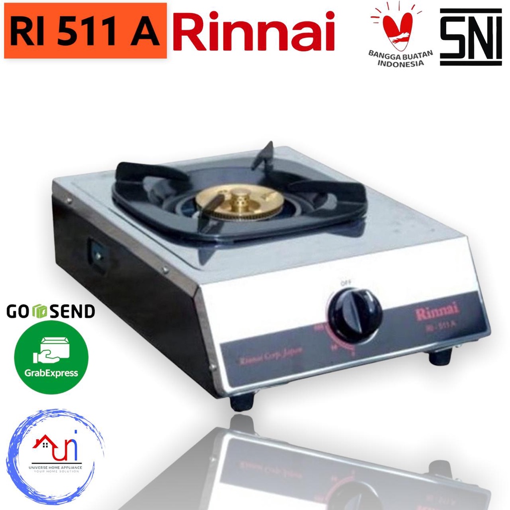 KOMPOR GAS 1 TUNGKU RINNAI RI 511-A / KOMPOR GAS SATU TUNGKU RINNAI RI-511A / RI 511 A /RI 511A