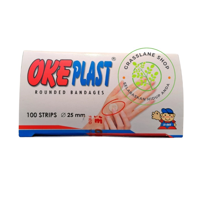 OK Plast Plastic Bandages Plester Luka Bulat Spot 25 mm box isi 100