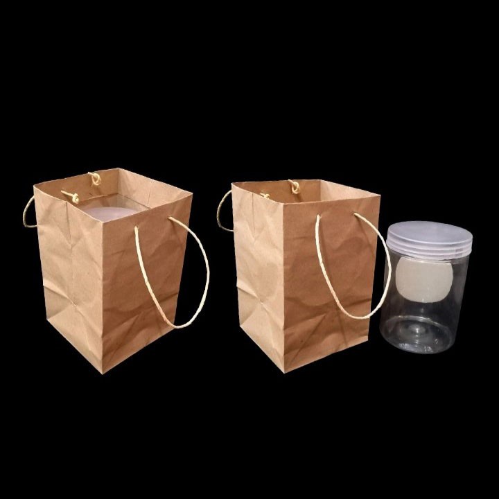 

kantong kertas isi 1 toples tabung 800 ml paper bag hampers cupcake goodie bag gift ukuran 11x11x17 cm