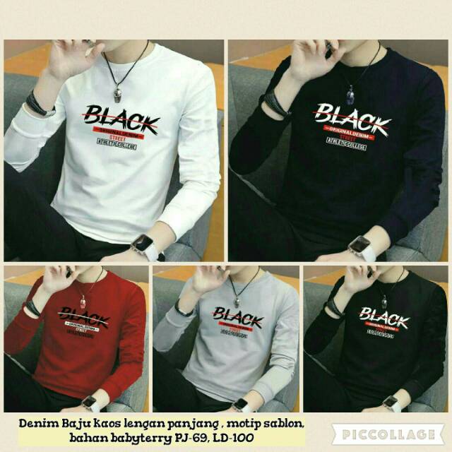 Denim baju kaos lengan panjang