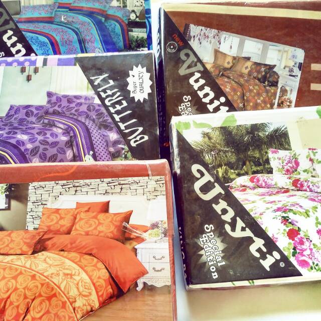Sprei murah motif dewasa corak warna-warni ukuran 180x200 sprei merk vunity butterfly