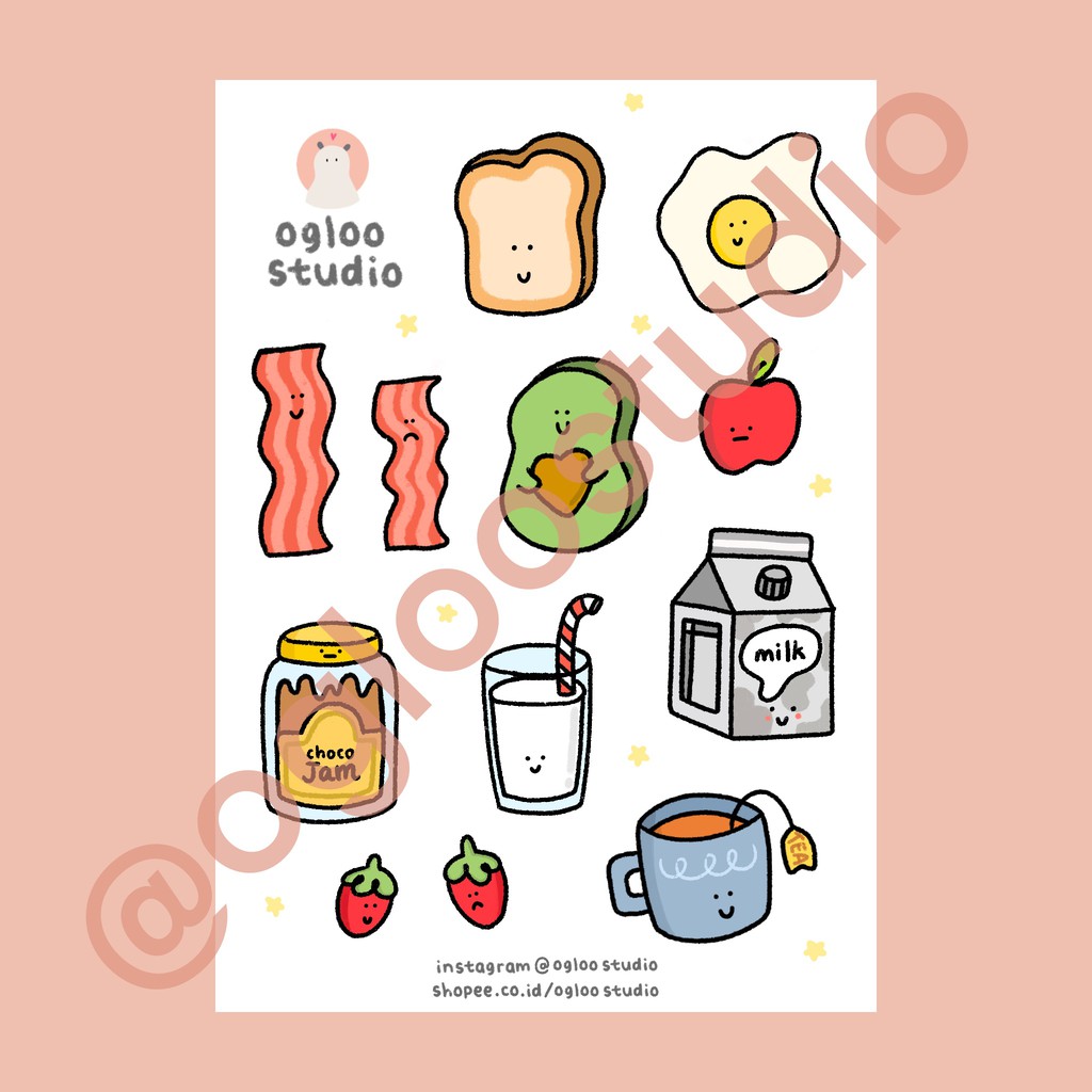 STICKER AESTHETIC STIKER ESTETIK STICKER TUMBLR STIKER LUCU BREAKFAST Shopee Indonesia