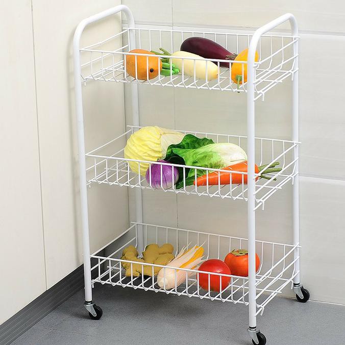 Rak Dapur Susun 3 Dengan Troli Trolley Tempat Buah/Sayur Serbaguna Lakulaku76