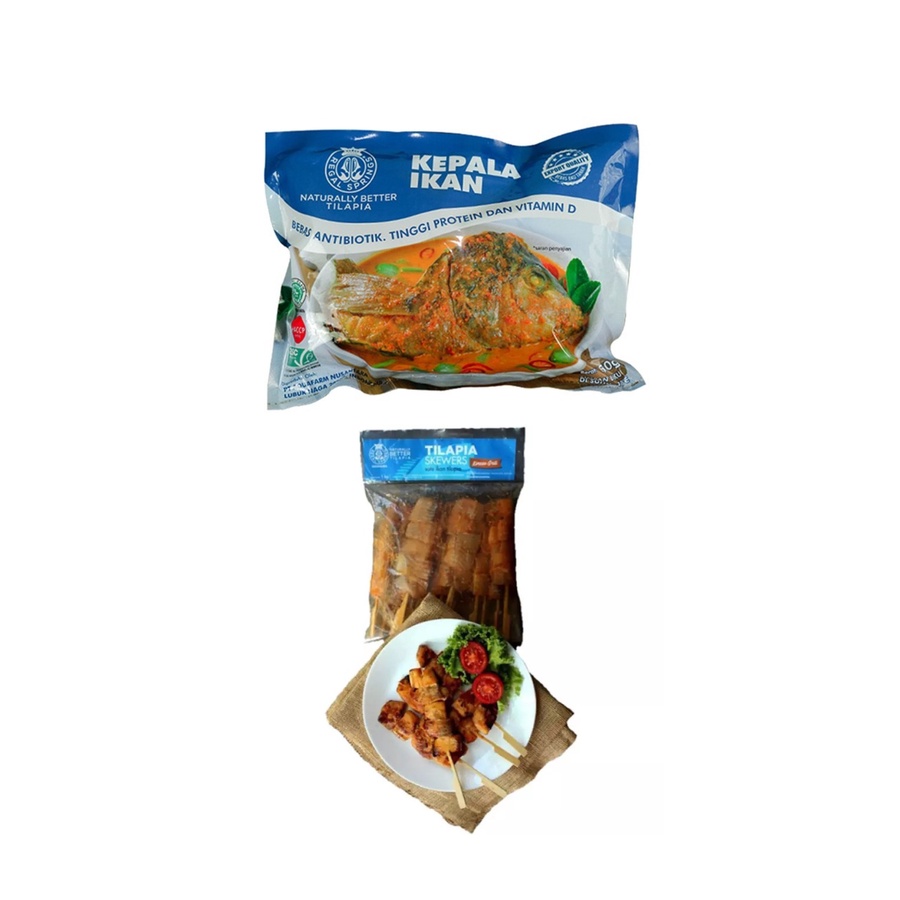 

Regal Springs Tilapia Kepala ikan 650gr + Tilapia Fish Skewer Original 1kg | Bundling 2