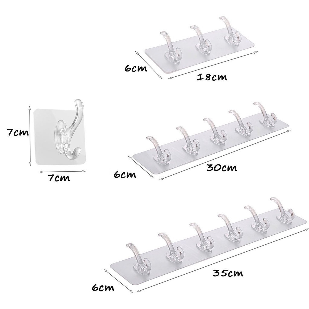 Rak Gantungan Dinding Penyimpanan Kunci 1 / 3 / 5 / 6 Baris Bahan Pvc Transparan Untuk Kamar Mandi / Dapur