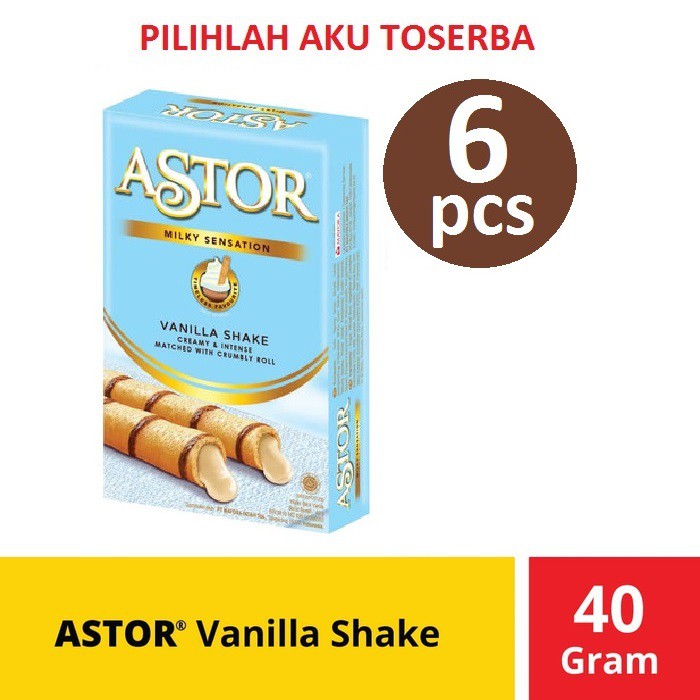 ASTOR Vanilla Shake 40 gr / ASTOR Waferstick Vanilla Shake 40gr- ( 1 PAKET ISI 6 PCS )