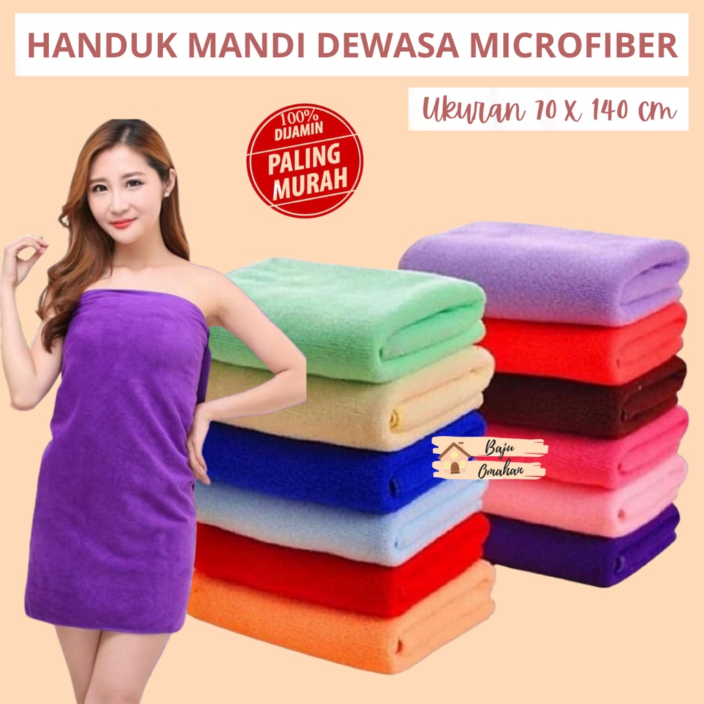 HA002 Handuk Mandi Dewasa Handuk Microfiber Polos Ukuran Besar 70 x 140 Handuk Lembut Tebal Termurah