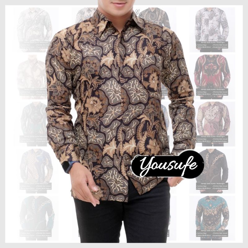 Kemeja Batik Pria Lengan Panjang Motif Coklat Pekalongan Terbaru Bisa Seragam Pernikahan Kerja Kantor Hajatan Banyak Pilihan Bisa Cod KMJC01