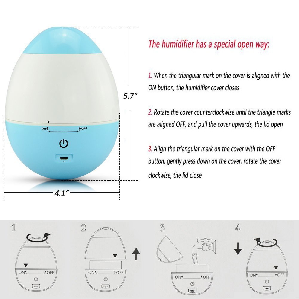 USB Portable Egg Shape Tumbler Ultrasonic Cool Mist Humidifier 150ml USB Mini Air Purifier