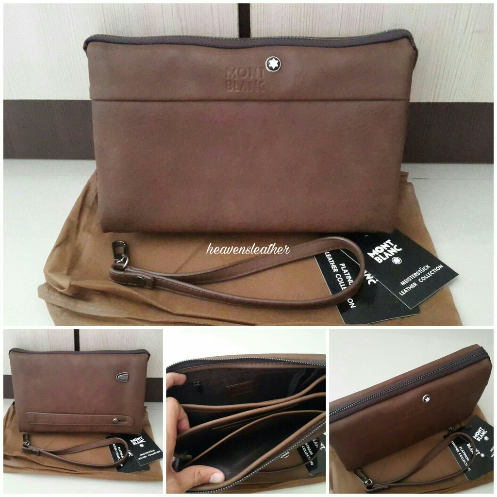 DOMPET CLUTCH HAND BAG HANDBAG PRIA HANDBAG COWOK HANDBAG IMPORT MONT BLANC COKLAT 831