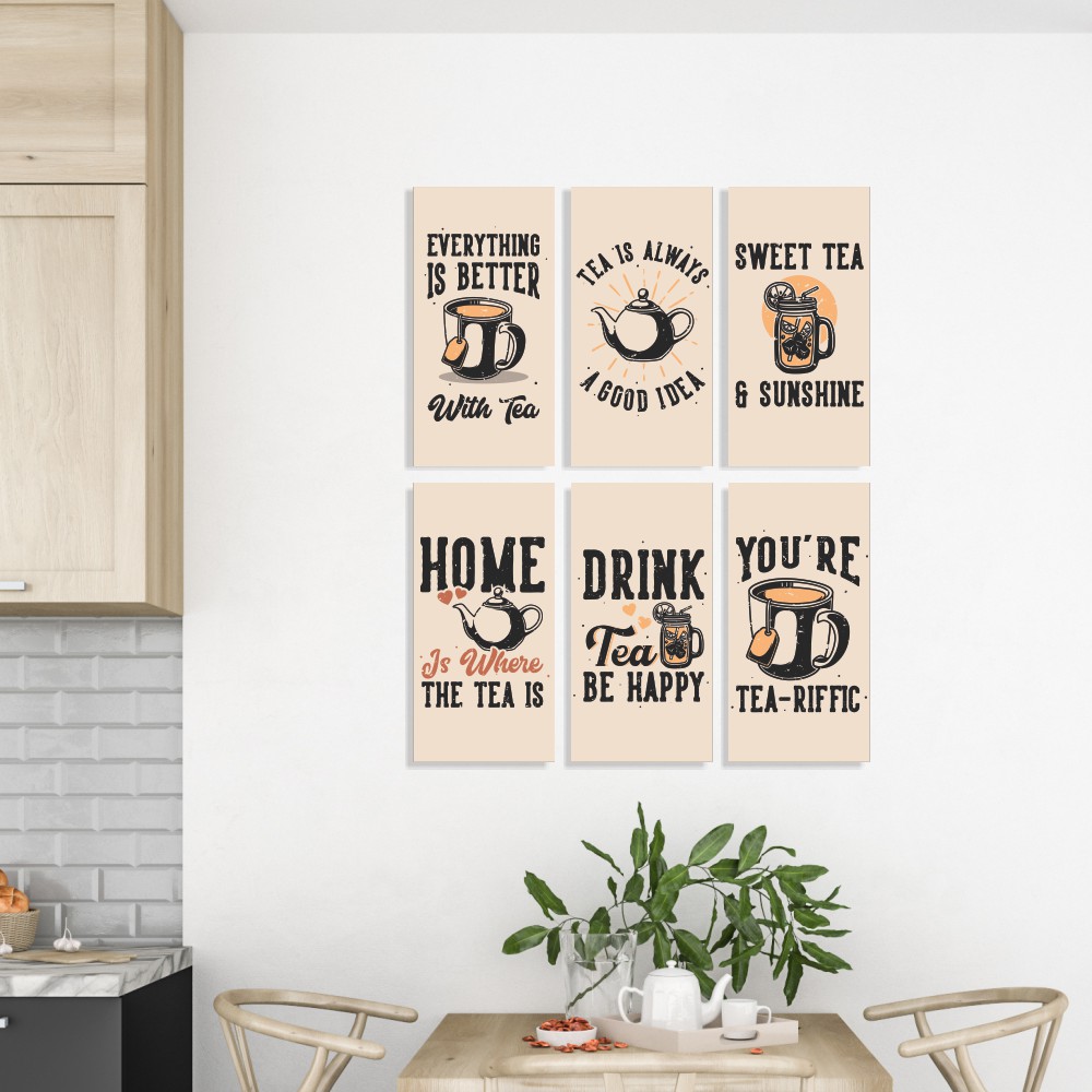 Hiasan Dinding Dapur Kitchen Tema Teh Tea Wall Decor Aesthetic Minimalis Vintage Unik 15x30 cm AT03