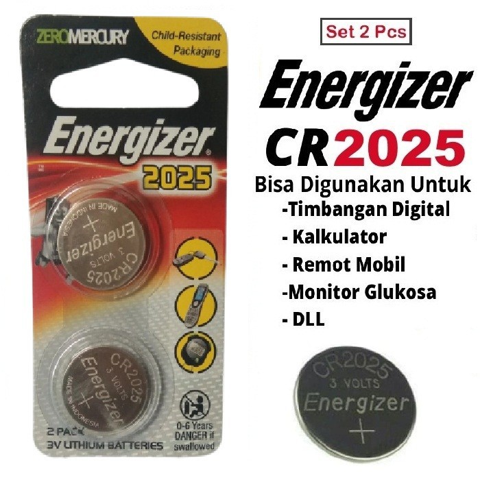 Baterai Kancing Energizer CR2025 / 3 Volt Original Battery CR2025 (isi 2pcs)