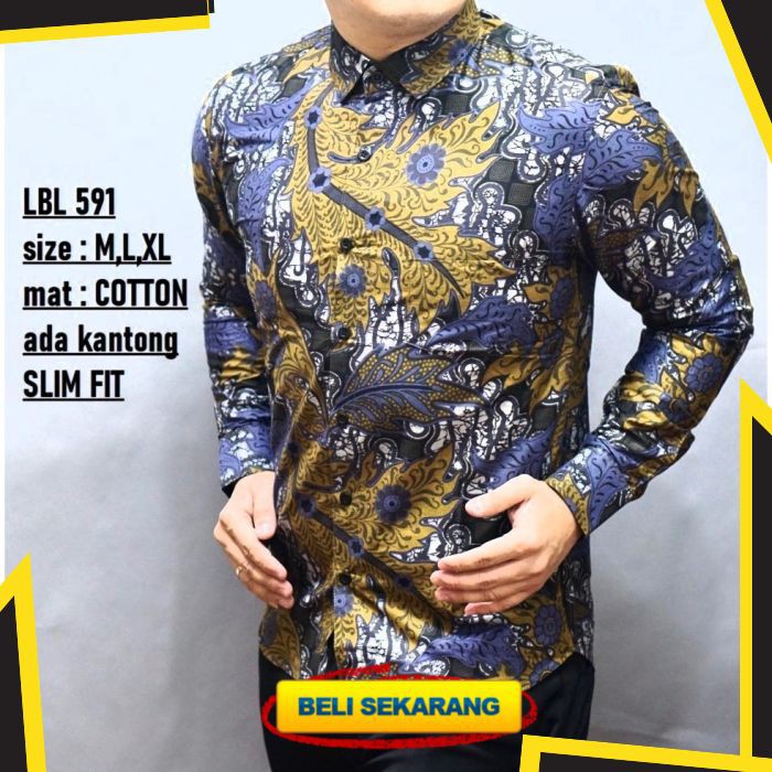 KEMEJA BATIK PRIA SLIM FIT LENGAN PANJANG HEM BATIK PRIA SLIM FIT LBL591