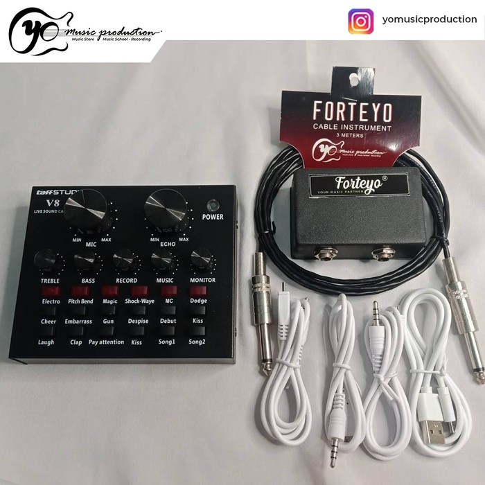 Paket Rekaman Gitar Akustik Elektrik V8 Soundcard Original Free Kabel