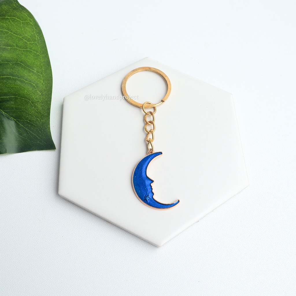 Gantungan kunci aesthetic enamel epoxy ganci starry night theme keychain aksesoris Lovelyhandproject