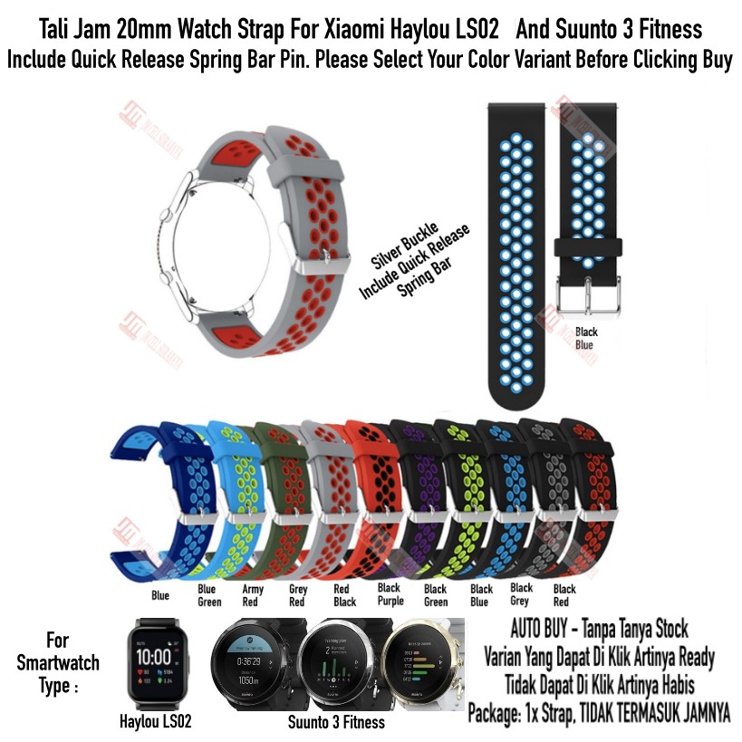 NSB Tali Jam 20mm Watch Strap Haylou LS02 / Suunto 3 Fitness - Rubber Sporty SIlikon