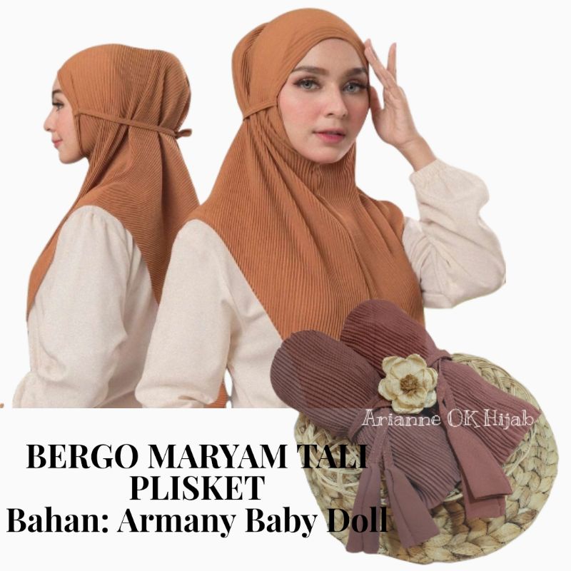 BERGO MARYAM TALI PLISKET LIDI FULL CERUTY BABY DOLL  KERUDUNG/HIJAB INSTAN JAHIT TEPI / KHIMAR